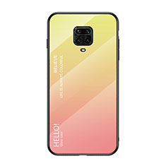 Xiaomi Poco M2 Pro用ハイブリットバンパーケース プラスチック 鏡面 虹 グラデーション 勾配色 カバー LS1 Xiaomi イエロー