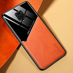 Xiaomi Poco M2 Pro用シリコンケース ソフトタッチラバー レザー柄 アンドマグネット式 Xiaomi オレンジ