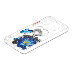 Xiaomi Poco M3用シリコンケース ソフトタッチラバー バタフライ パターン カバー アンド指輪 Y01X Xiaomi ネイビー