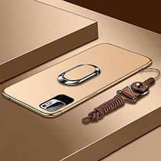 Xiaomi POCO M3 Pro 5G用ケース 高級感 手触り良い メタル兼プラスチック バンパー アンド指輪 Xiaomi ゴールド