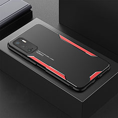 Xiaomi POCO M3 Pro 5G用ケース 高級感 手触り良い アルミメタル 製の金属製 兼シリコン カバー Xiaomi レッド