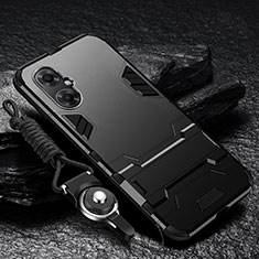 Xiaomi Poco M4 5G用ハイブリットバンパーケース スタンド プラスチック 兼シリコーン カバー R01 Xiaomi ブラック