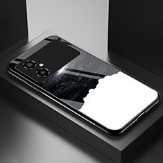 Xiaomi Poco M4 5G用ハイブリットバンパーケース プラスチック パターン 鏡面 カバー LS1 Xiaomi ブラック