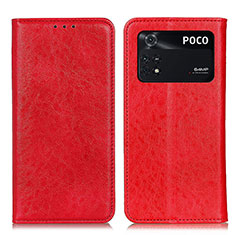 Xiaomi Poco M4 Pro 4G用手帳型 レザーケース スタンド カバー K01Z Xiaomi レッド