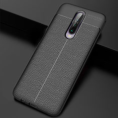 Xiaomi Poco X2用シリコンケース ソフトタッチラバー レザー柄 カバー S04 Xiaomi ブラック