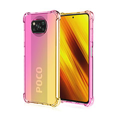 Xiaomi Poco X3用極薄ソフトケース グラデーション 勾配色 クリア透明 Xiaomi ピンク