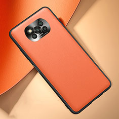 Xiaomi Poco X3 NFC用ケース 高級感 手触り良いレザー柄 Xiaomi オレンジ