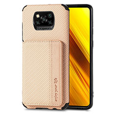 Xiaomi Poco X3 NFC用極薄ソフトケース シリコンケース 耐衝撃 全面保護 マグネット式 バンパー S01D Xiaomi ゴールド