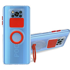 Xiaomi Poco X3 NFC用極薄ソフトケース シリコンケース 耐衝撃 全面保護 クリア透明 スタンド MJ1 Xiaomi レッド