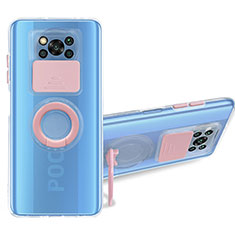Xiaomi Poco X3 NFC用極薄ソフトケース シリコンケース 耐衝撃 全面保護 クリア透明 スタンド MJ1 Xiaomi ピンク