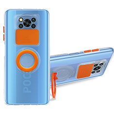 Xiaomi Poco X3 NFC用極薄ソフトケース シリコンケース 耐衝撃 全面保護 クリア透明 スタンド MJ1 Xiaomi オレンジ
