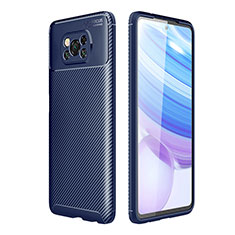 Xiaomi Poco X3 NFC用シリコンケース ソフトタッチラバー ツイル カバー S01 Xiaomi ネイビー