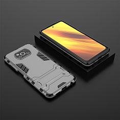 Xiaomi Poco X3 NFC用ハイブリットバンパーケース スタンド プラスチック 兼シリコーン カバー KC1 Xiaomi グレー