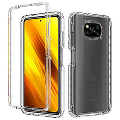 Xiaomi Poco X3 NFC用360度 フルカバー ハイブリットバンパーケース クリア透明 プラスチック カバー ZJ3 Xiaomi クリア