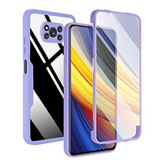 Xiaomi Poco X3 NFC用360度 フルカバー ハイブリットバンパーケース クリア透明 プラスチック カバー MJ1 Xiaomi パープル