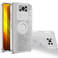 Xiaomi Poco X3 NFC用極薄ソフトケース シリコンケース 耐衝撃 全面保護 クリア透明 スタンド Xiaomi ホワイト