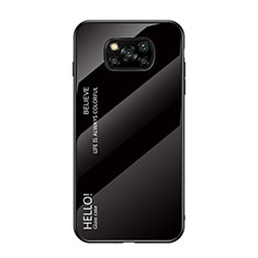 Xiaomi Poco X3 Pro用ハイブリットバンパーケース プラスチック 鏡面 虹 グラデーション 勾配色 カバー Xiaomi ブラック