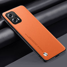 Xiaomi Poco X4 GT 5G用ケース 高級感 手触り良いレザー柄 S01 Xiaomi オレンジ