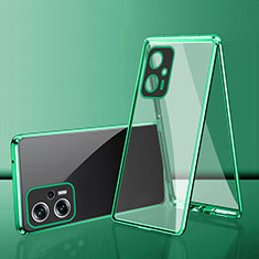 Xiaomi Poco X4 GT 5G用ケース 高級感 手触り良い アルミメタル 製の金属製 360度 フルカバーバンパー 鏡面 カバー Xiaomi グリーン