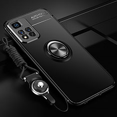 Xiaomi Poco X4 NFC用極薄ソフトケース シリコンケース 耐衝撃 全面保護 アンド指輪 マグネット式 バンパー SD3 Xiaomi ブラック