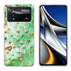 Xiaomi Poco X4 Pro 5G用シリコンケース ソフトタッチラバー バタフライ パターン カバー Y04B Xiaomi グリーン