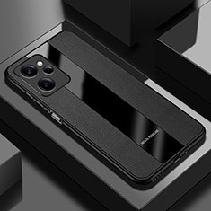 Xiaomi Poco X5 Pro 5G用シリコンケース ソフトタッチラバー レザー柄 カバー PB1 Xiaomi ブラック