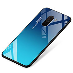 Xiaomi Pocophone F1用ハイブリットバンパーケース プラスチック 鏡面 虹 グラデーション 勾配色 カバー Xiaomi ネイビー