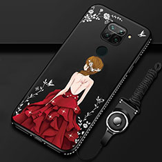 Xiaomi Redmi 10X 4G用シリコンケース ソフトタッチラバー バタフライ ドレスガール ドレス少女 カバー K01 Xiaomi レッド・ブラック