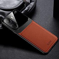 Xiaomi Redmi 13C用シリコンケース ソフトタッチラバー レザー柄 カバー FL1 Xiaomi ブラウン