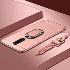 Xiaomi Redmi 8用ケース 高級感 手触り良い メタル兼プラスチック バンパー アンド指輪 A01 Xiaomi ローズゴールド