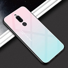 Xiaomi Redmi 8用ハイブリットバンパーケース プラスチック 鏡面 虹 グラデーション 勾配色 カバー Xiaomi ピンク