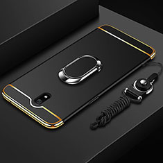 Xiaomi Redmi 8A用ケース 高級感 手触り良い メタル兼プラスチック バンパー アンド指輪 A01 Xiaomi ブラック
