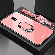 Xiaomi Redmi 8A用ハイブリットバンパーケース プラスチック 鏡面 カバー アンド指輪 マグネット式 Xiaomi ピンク