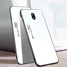 Xiaomi Redmi 8A用ハイブリットバンパーケース プラスチック 鏡面 虹 グラデーション 勾配色 カバー M01 Xiaomi ホワイト