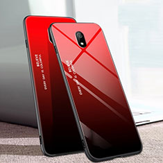 Xiaomi Redmi 8A用ハイブリットバンパーケース プラスチック 鏡面 虹 グラデーション 勾配色 カバー M01 Xiaomi レッド