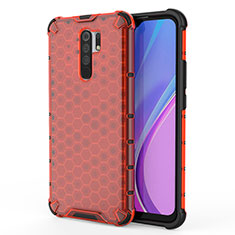 Xiaomi Redmi 9用360度 フルカバー ハイブリットバンパーケース クリア透明 プラスチック カバー AM1 Xiaomi レッド