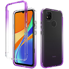 Xiaomi Redmi 9 India用前面と背面 360度 フルカバー 極薄ソフトケース シリコンケース 耐衝撃 全面保護 バンパー 勾配色 透明 Xiaomi パープル