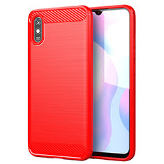 Xiaomi Redmi 9A用シリコンケース ソフトタッチラバー ライン カバー Xiaomi レッド