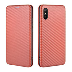 Xiaomi Redmi 9A用手帳型 レザーケース スタンド カバー L06Z Xiaomi ブラウン