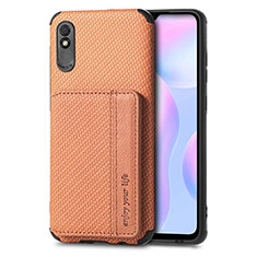 Xiaomi Redmi 9A用極薄ソフトケース シリコンケース 耐衝撃 全面保護 マグネット式 バンパー S02D Xiaomi ブラウン