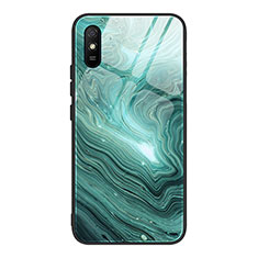 Xiaomi Redmi 9A用ハイブリットバンパーケース プラスチック パターン 鏡面 カバー JM1 Xiaomi シアン