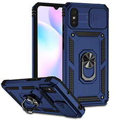 Xiaomi Redmi 9A用ハイブリットバンパーケース プラスチック アンド指輪 マグネット式 QW3 Xiaomi ネイビー