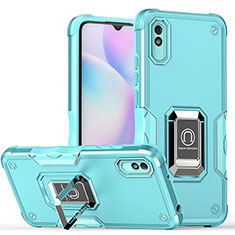 Xiaomi Redmi 9A用ハイブリットバンパーケース プラスチック アンド指輪 マグネット式 QW1 Xiaomi ブルー