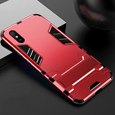 Xiaomi Redmi 9AT用ハイブリットバンパーケース スタンド プラスチック 兼シリコーン カバー R03 Xiaomi レッド