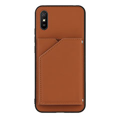 Xiaomi Redmi 9AT用ケース 高級感 手触り良いレザー柄 Y01B Xiaomi ブラウン