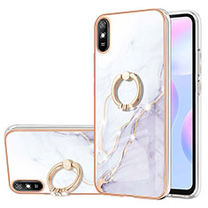 Xiaomi Redmi 9AT用シリコンケース ソフトタッチラバー バタフライ パターン カバー アンド指輪 Y05B Xiaomi ホワイト