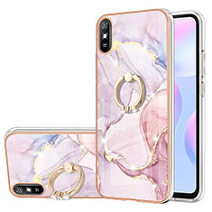 Xiaomi Redmi 9AT用シリコンケース ソフトタッチラバー バタフライ パターン カバー アンド指輪 Y05B Xiaomi ピンク