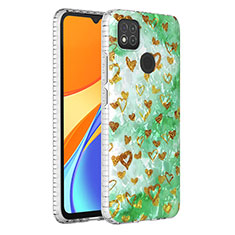 Xiaomi Redmi 9C用シリコンケース ソフトタッチラバー バタフライ パターン カバー Y04B Xiaomi グリーン