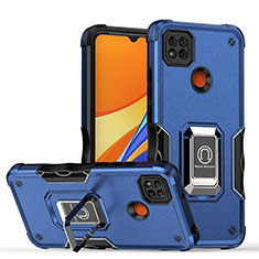 Xiaomi Redmi 9C NFC用ハイブリットバンパーケース プラスチック アンド指輪 マグネット式 QW1 Xiaomi ネイビー