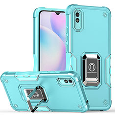 Xiaomi Redmi 9i用ハイブリットバンパーケース プラスチック アンド指輪 マグネット式 QW1 Xiaomi ブルー